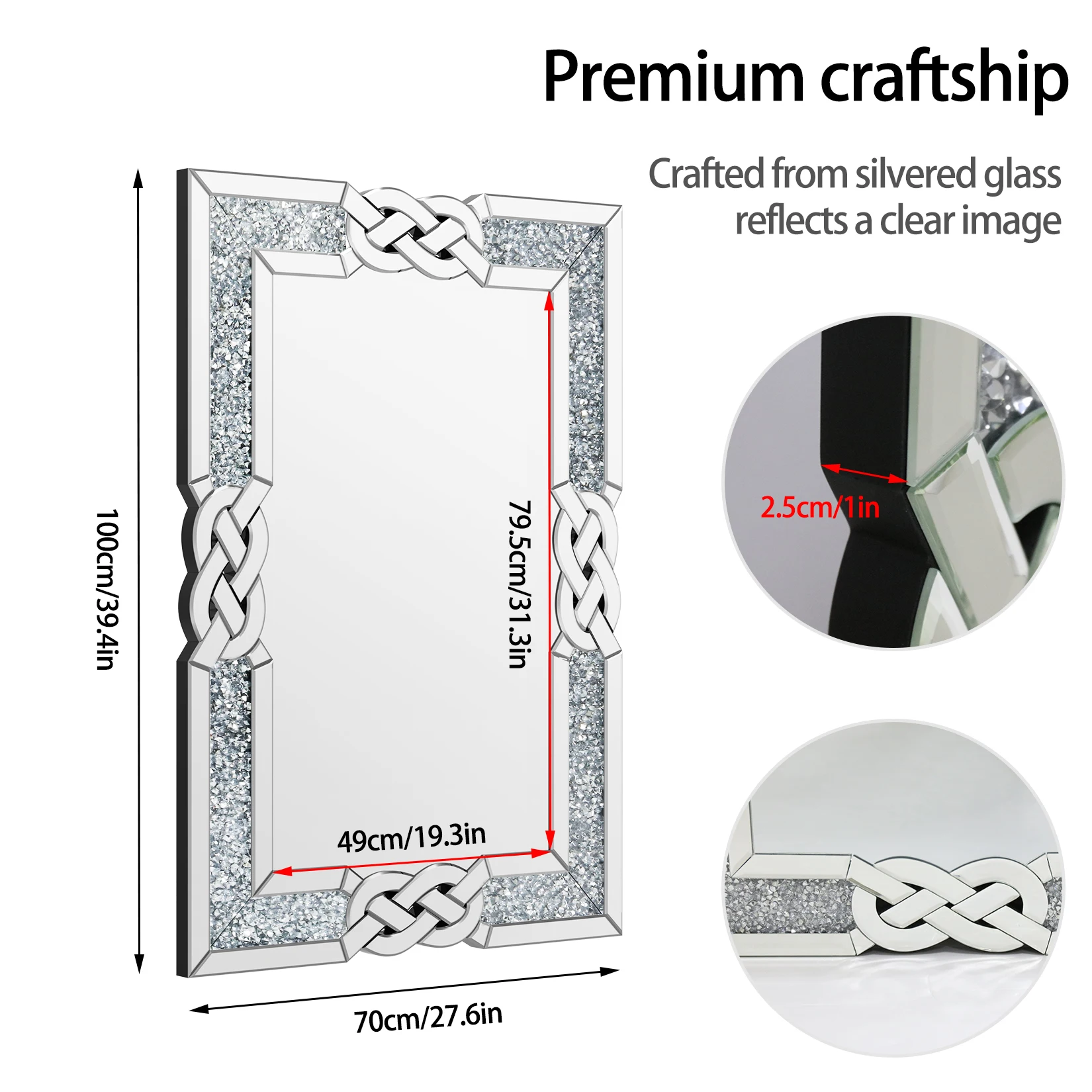 miroir de luxe argenté